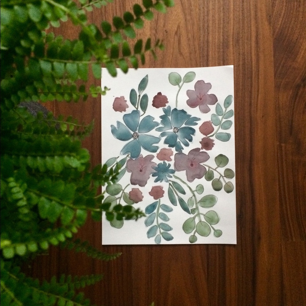Hand painted watercolor floral art